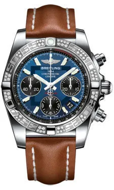 Breitling - Chronomat 41 Steel Diamond Bezel - Leather Strap