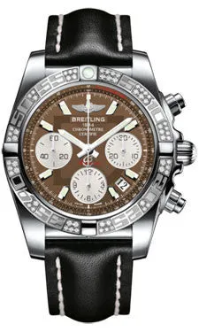Breitling - Chronomat 41 Steel Diamond Bezel - Leather Strap