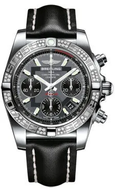 Breitling - Chronomat 41 Steel Diamond Bezel - Leather Strap