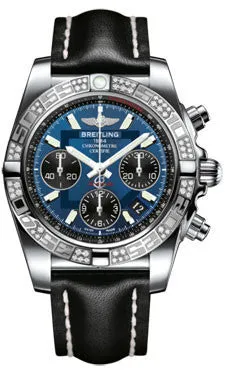 Breitling - Chronomat 41 Steel Diamond Bezel - Leather Strap