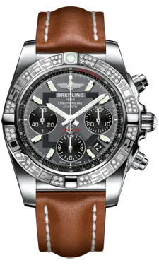 Breitling - Chronomat 41 Steel Diamond Bezel - Leather Strap