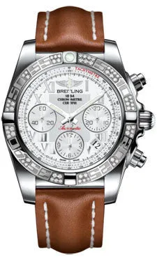 Breitling - Chronomat 41 Steel Diamond Bezel - Leather Strap