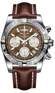Breitling - Chronomat 41 Steel Diamond Bezel - Leather Strap