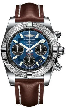 Breitling - Chronomat 41 Steel Diamond Bezel - Leather Strap