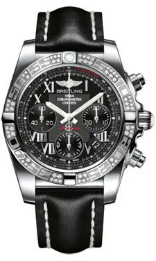 Breitling - Chronomat 41 Steel Diamond Bezel - Leather Strap