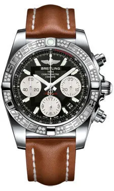 Breitling - Chronomat 41 Steel Diamond Bezel - Leather Strap