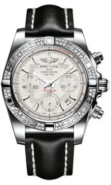 Breitling - Chronomat 41 Steel Diamond Bezel - Leather Strap