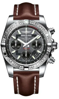 Breitling - Chronomat 41 Steel Diamond Bezel - Leather Strap