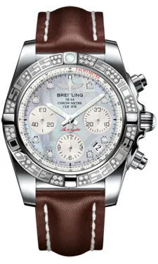 Breitling - Chronomat 41 Steel Diamond Bezel - Leather Strap