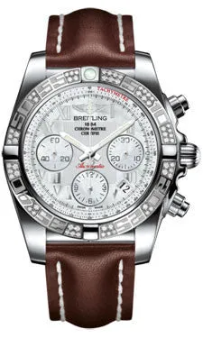 Breitling - Chronomat 41 Steel Diamond Bezel - Leather Strap