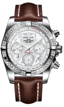 Breitling - Chronomat 41 Steel Diamond Bezel - Leather Strap