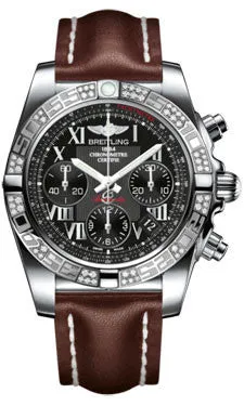 Breitling - Chronomat 41 Steel Diamond Bezel - Leather Strap