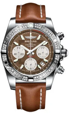Breitling - Chronomat 41 Steel Diamond Bezel - Leather Strap