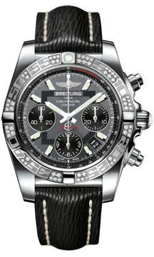 Breitling - Chronomat 41 Steel Diamond Bezel - Sahara Leather Strap