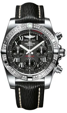 Breitling - Chronomat 41 Steel Diamond Bezel - Sahara Leather Strap