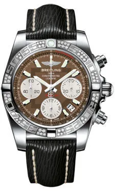 Breitling - Chronomat 41 Steel Diamond Bezel - Sahara Leather Strap
