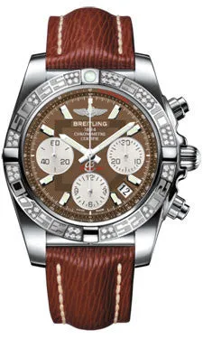 Breitling - Chronomat 41 Steel Diamond Bezel - Sahara Leather Strap