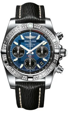 Breitling - Chronomat 41 Steel Diamond Bezel - Sahara Leather Strap