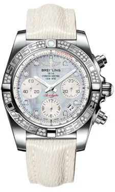 Breitling - Chronomat 41 Steel Diamond Bezel - Sahara Leather Strap