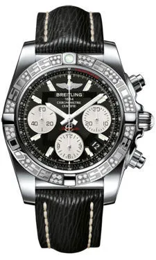 Breitling - Chronomat 41 Steel Diamond Bezel - Sahara Leather Strap