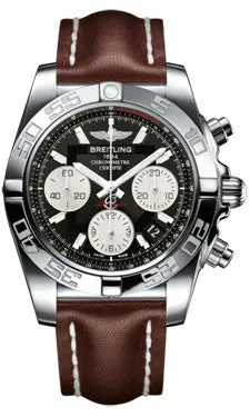 Breitling - Chronomat 41 Steel Polished Bezel - Leather Strap
