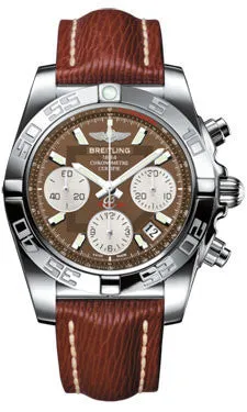 Breitling - Chronomat 41 Steel Polished Bezel - Sahara Leather Strap