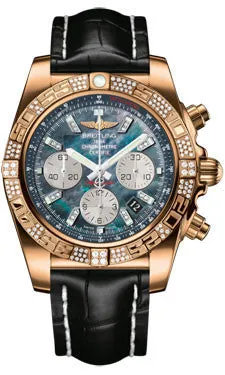 Breitling - Chronomat 44 Rose Gold Diamond Bezel - Croco Strap
