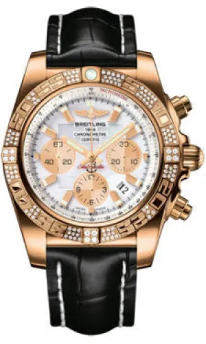 Breitling - Chronomat 44 Rose Gold Diamond Bezel - Croco Strap