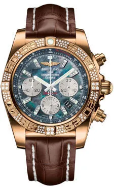 Breitling - Chronomat 44 Rose Gold Diamond Bezel - Croco Strap