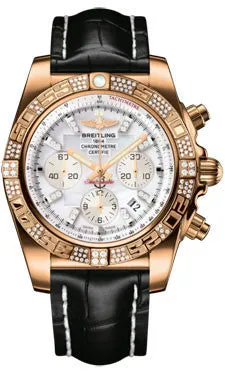 Breitling - Chronomat 44 Rose Gold Diamond Bezel - Croco Strap