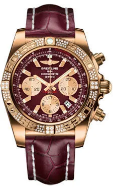 Breitling - Chronomat 44 Rose Gold Diamond Bezel - Croco Strap