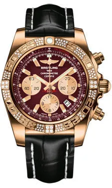 Breitling - Chronomat 44 Rose Gold Diamond Bezel - Croco Strap