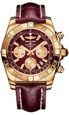 Breitling - Chronomat 44 Rose Gold Polished Bezel - Croco Strap