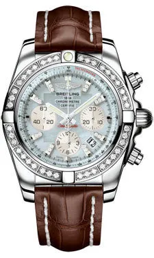 Breitling - Chronomat 44 Steel 40 Diamond Bezel - Croco Strap