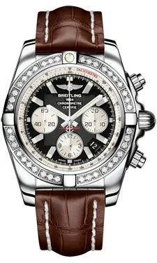 Breitling - Chronomat 44 Steel 40 Diamond Bezel - Croco Strap