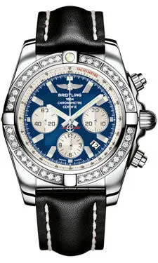 Breitling - Chronomat 44 Steel 40 Diamond Bezel - Leather Strap