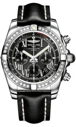 Breitling - Chronomat 44 Steel 40 Diamond Bezel - Leather Strap