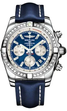 Breitling - Chronomat 44 Steel 40 Diamond Bezel - Leather Strap