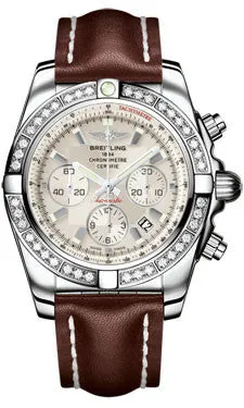 Breitling - Chronomat 44 Steel 40 Diamond Bezel - Leather Strap