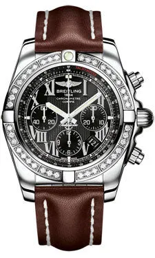 Breitling - Chronomat 44 Steel 40 Diamond Bezel - Leather Strap