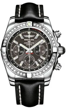 Breitling - Chronomat 44 Steel 40 Diamond Bezel - Leather Strap