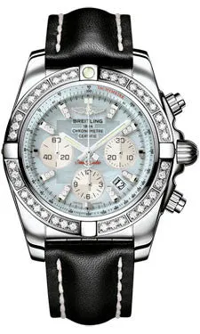 Breitling - Chronomat 44 Steel 40 Diamond Bezel - Leather Strap