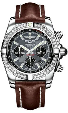 Breitling - Chronomat 44 Steel 40 Diamond Bezel - Leather Strap