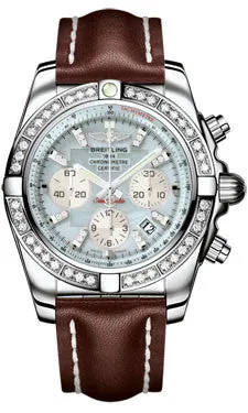 Breitling - Chronomat 44 Steel 40 Diamond Bezel - Leather Strap