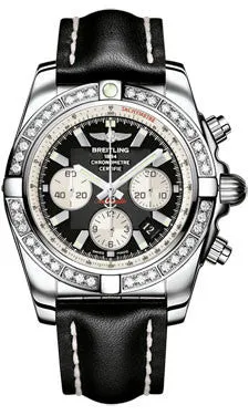 Breitling - Chronomat 44 Steel 40 Diamond Bezel - Leather Strap