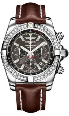 Breitling - Chronomat 44 Steel 40 Diamond Bezel - Leather Strap