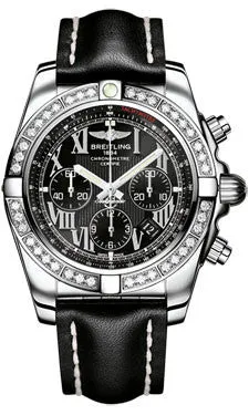 Breitling - Chronomat 44 Steel 40 Diamond Bezel - Leather Strap
