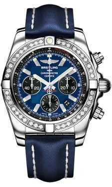 Breitling - Chronomat 44 Steel 40 Diamond Bezel - Leather Strap
