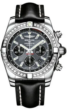 Breitling - Chronomat 44 Steel 40 Diamond Bezel - Leather Strap