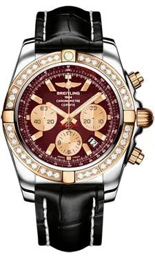 Breitling - Chronomat 44 Steel and Rose Gold 40 Diamond Bezel - Croco Strap